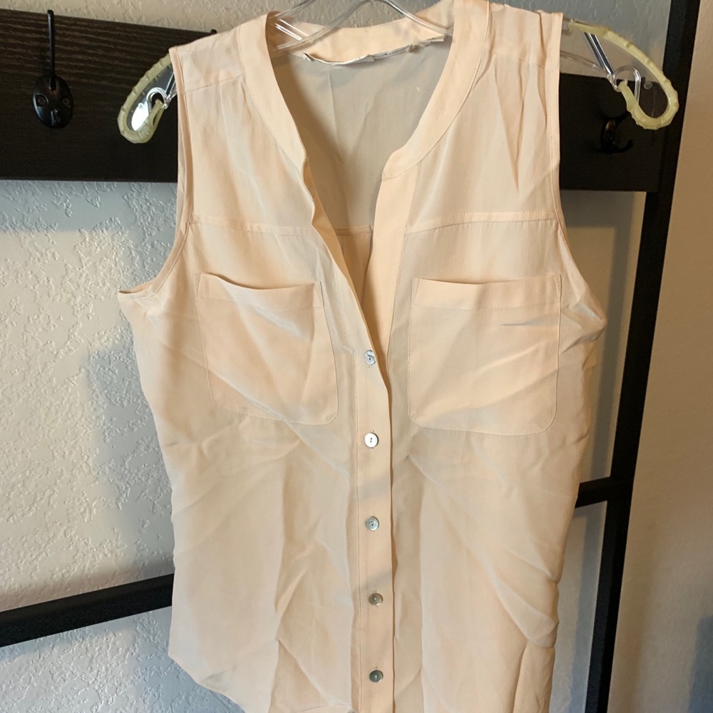 Max Studio blush silk sleeveless blouse Sz S
